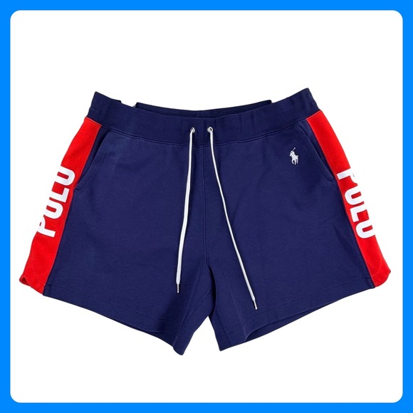 Polo Ralph Lauren Other - Polo Ralph Lauren Sweat Shorts Men Large Blue Red Striped White Pony Lounge 5"